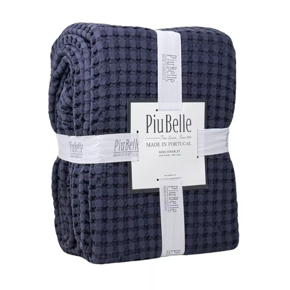 PiuBelle Portugal KING Soft Cotton French Blue Luxury Coverlet Bedspread Blanket - Picture 2 of 2